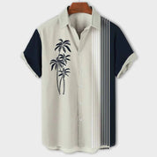 Claude | Color Block Shirt with Palm Pattern for Men