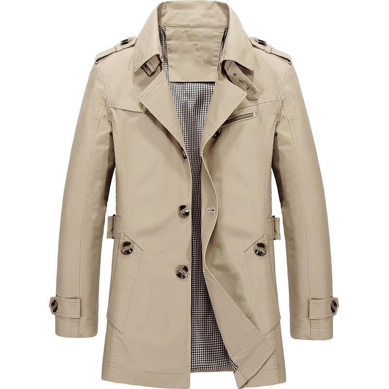 2023 Business Windbreaker for Men Long Coats Pure Cotton - Alexander
