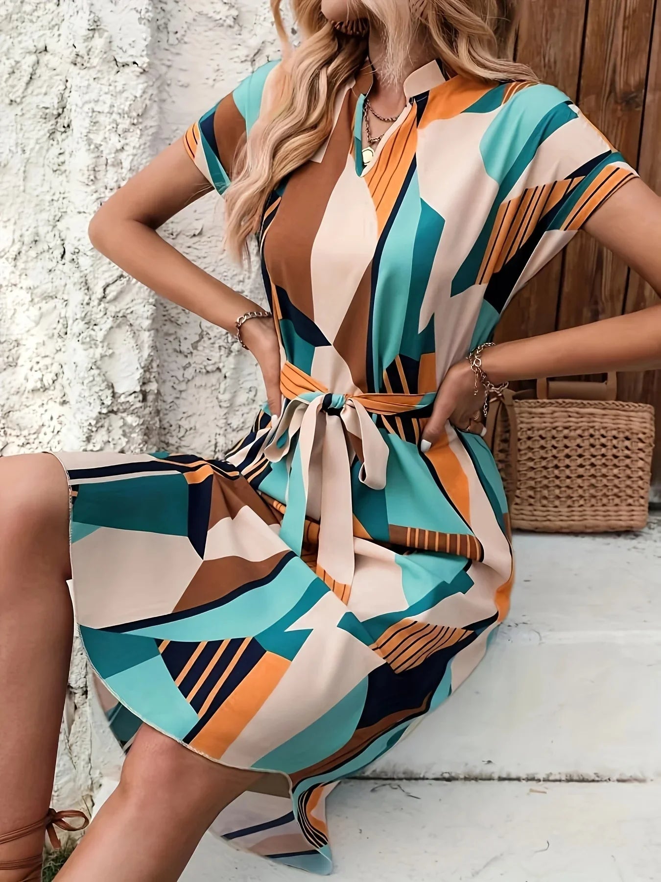 Ella |  Casual V-Neck Midi Dress