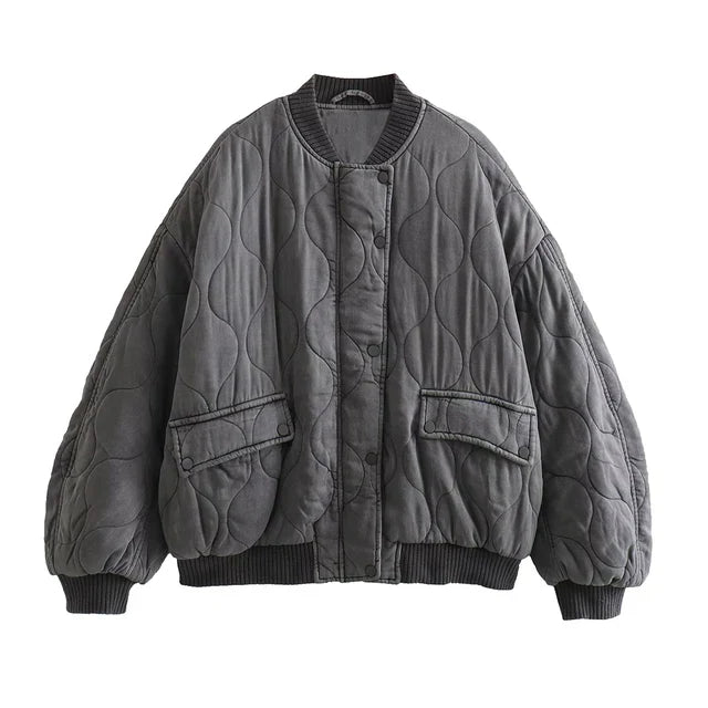 LIESEL | Women's Loose Fit Gray Bomber Jacket