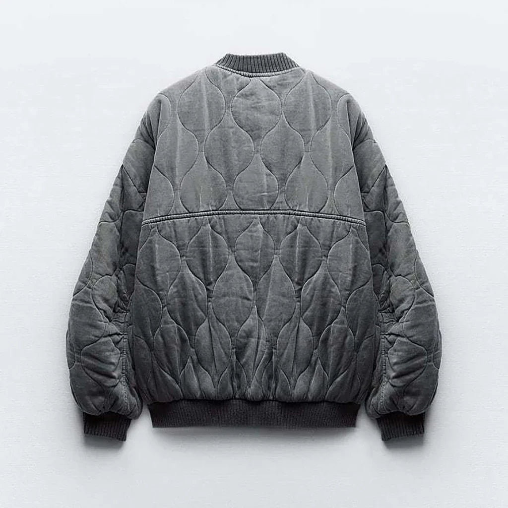 LIESEL | Women's Loose Fit Gray Bomber Jacket