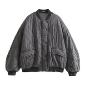 LIESEL | Women's Loose Fit Gray Bomber Jacket