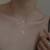 CelestiLuxe | Dual Moonlight Silver Necklace