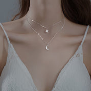 CelestiLuxe | Dual Moonlight Silver Necklace