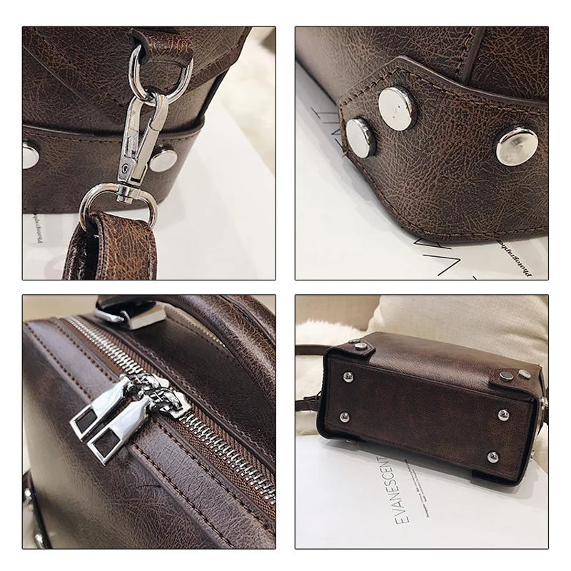 Skylar | Vintage Compact Handbag with Crossbody Strap