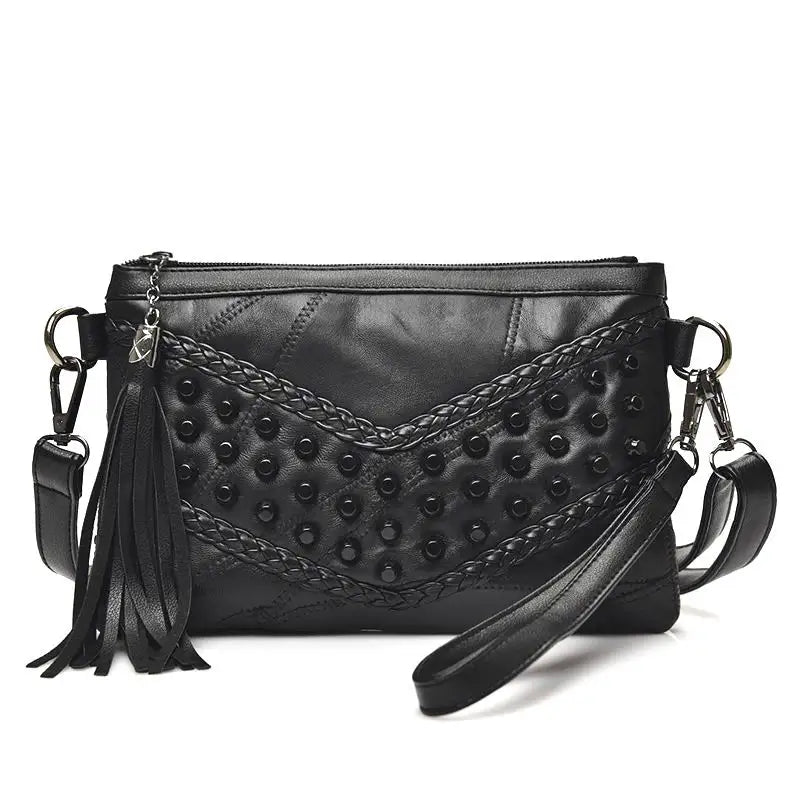 Miranda | Chic Studded Crossbody Clutch with Tassel Accent
