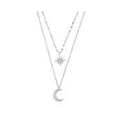 CelestiLuxe | Dual Moonlight Silver Necklace