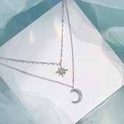 CelestiLuxe | Dual Moonlight Silver Necklace
