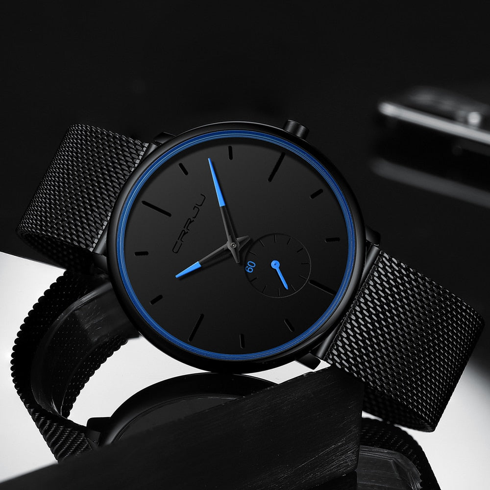 Crjju thin modern men's watch