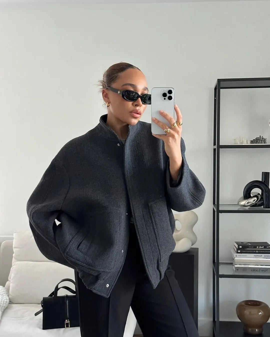 Johanna | Stylish Gray Tweed Winter Jacket
