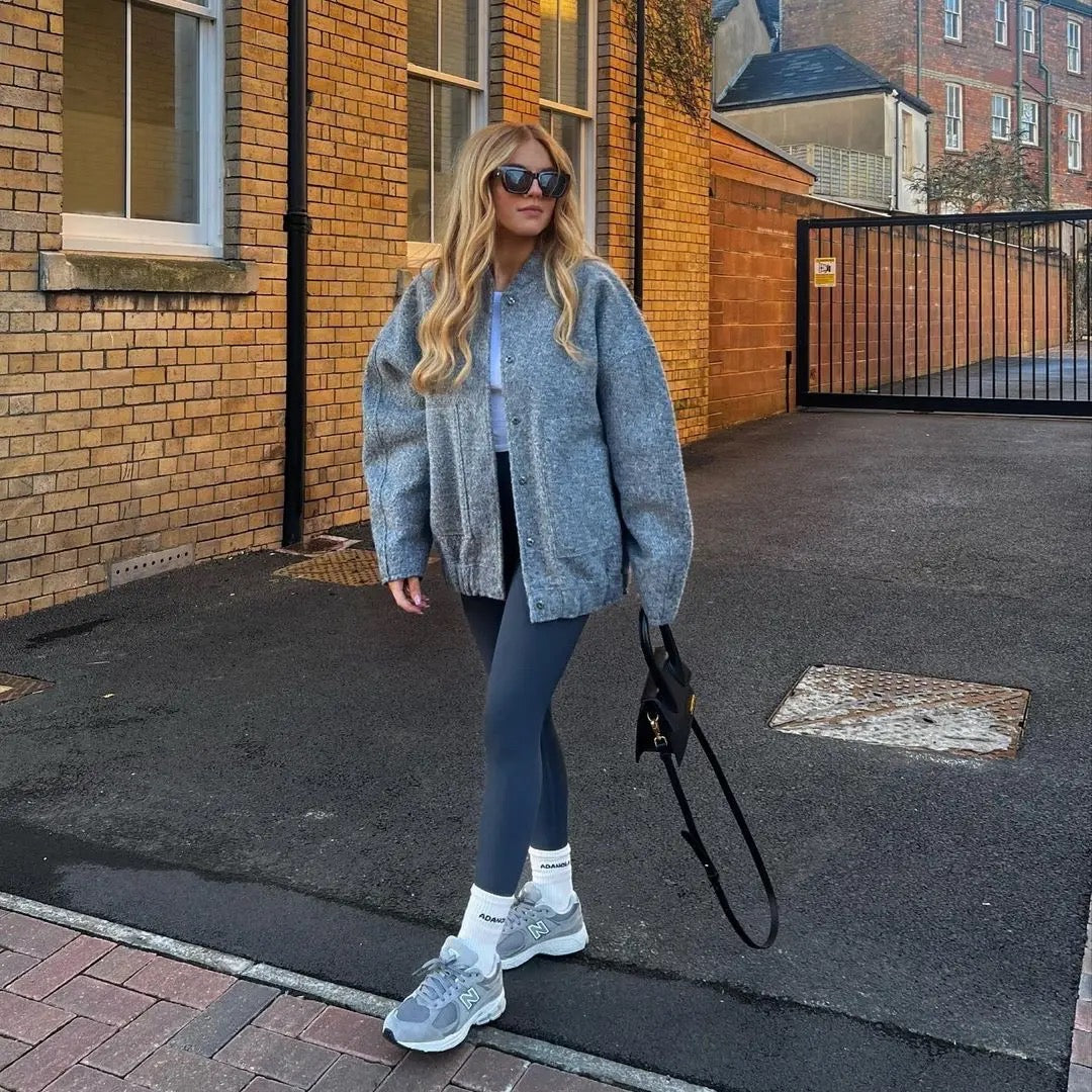 Johanna | Stylish Gray Tweed Winter Jacket