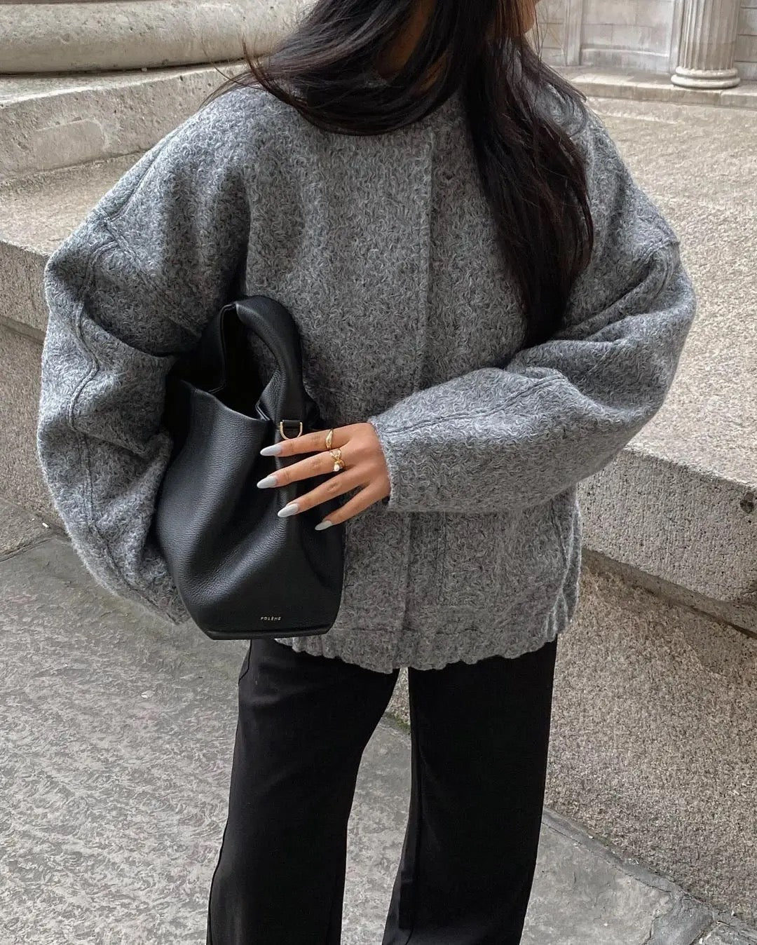 Johanna | Stylish Gray Tweed Winter Jacket
