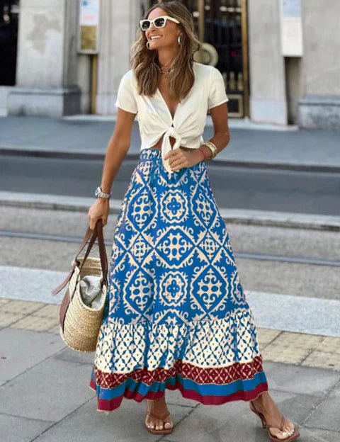 Livy | Long Summer Skirt in Retro Boho Style