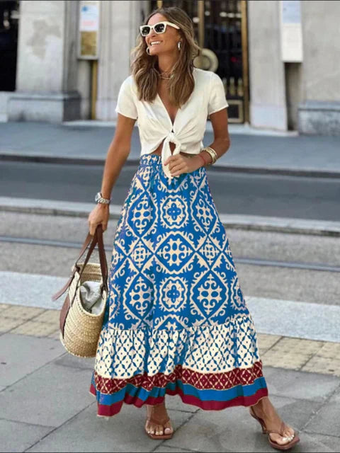 Livy | Long Summer Skirt in Retro Boho Style