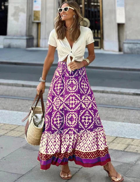 Livy | Long Summer Skirt in Retro Boho Style