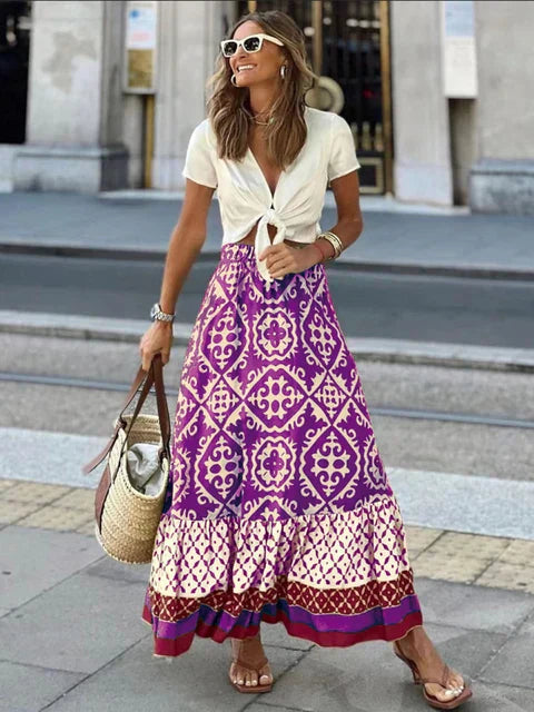 Livy | Long Summer Skirt in Retro Boho Style