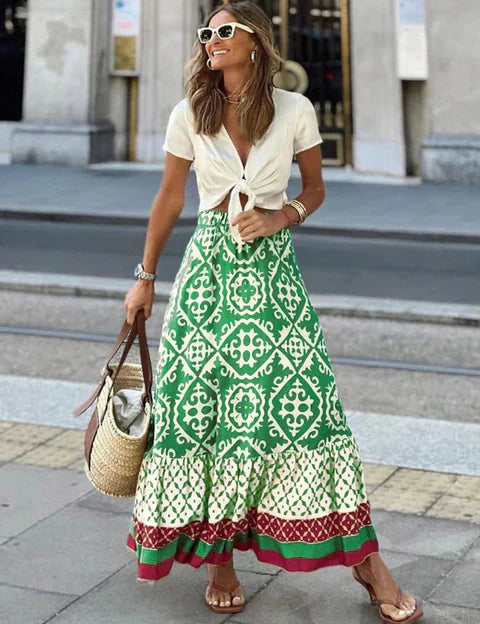 Livy | Long Summer Skirt in Retro Boho Style