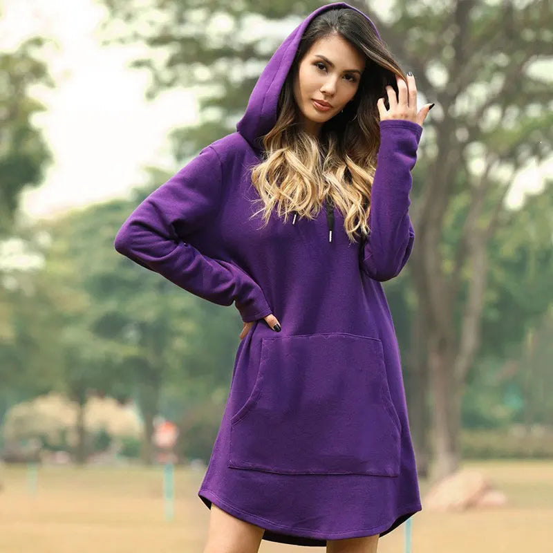 Ami| Long Warm Hoodie Dress