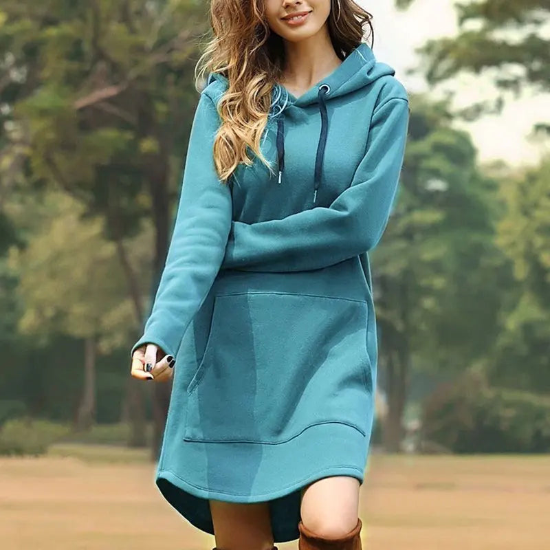 Ami| Long Warm Hoodie Dress