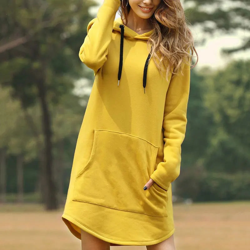 Ami| Long Warm Hoodie Dress