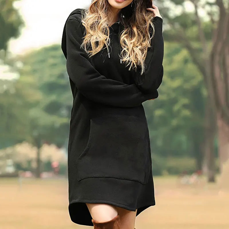 Ami| Long Warm Hoodie Dress
