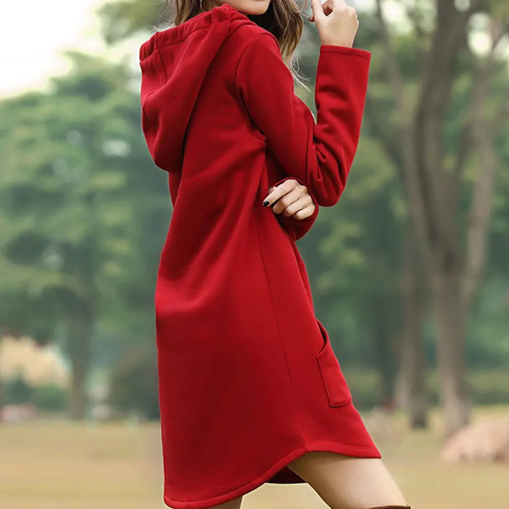 Ami| Long Warm Hoodie Dress