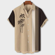 Claude | Color Block Shirt with Palm Pattern for Men