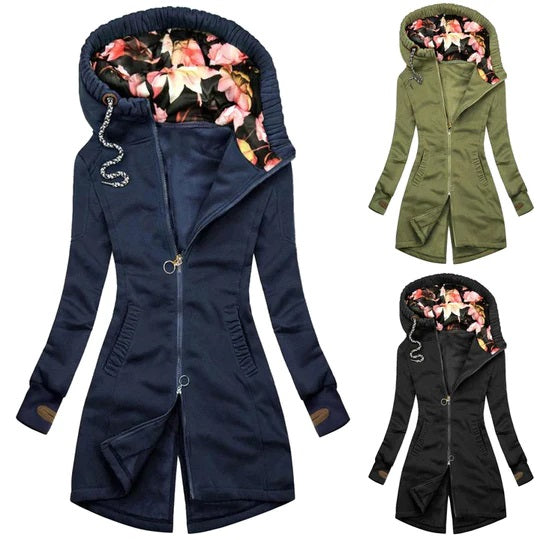 Alba | Trendy Long Winter Coat with Hood for Women