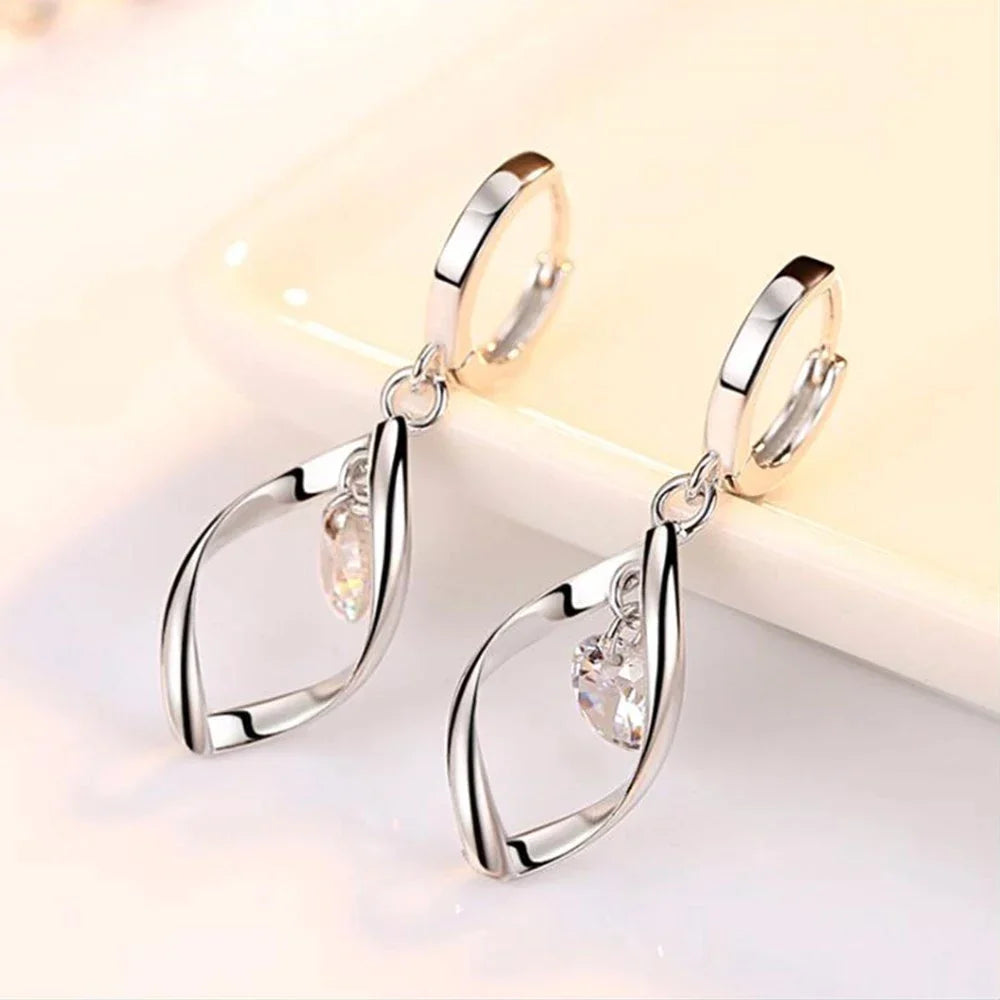 CrystalTwist | Dazzling Drop Earrings for Refined Glamour