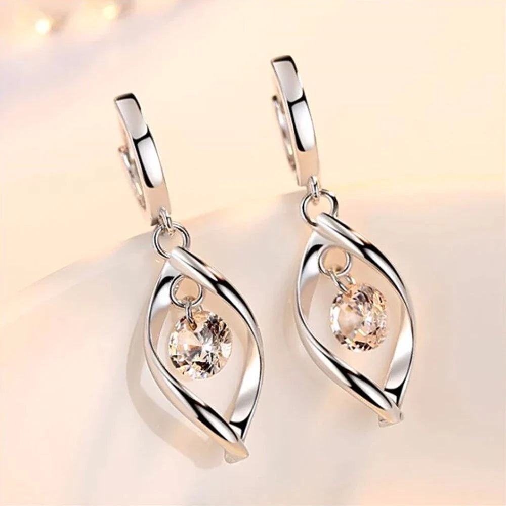 CrystalTwist | Dazzling Drop Earrings for Refined Glamour
