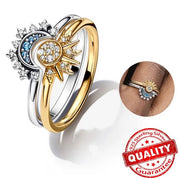 Celestia | Moon-Sun Silver Crystal Ring Sparkling & Elegant