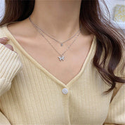 GracefulGlow | Silver Necklace Set with Shimmering Butterfly