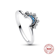 Celestia | Moon-Sun Silver Crystal Ring Sparkling & Elegant