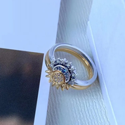 Celestia | Moon-Sun Silver Crystal Ring Sparkling & Elegant