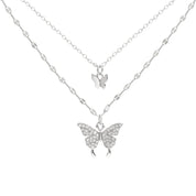 GracefulGlow | Silver Necklace Set with Shimmering Butterfly