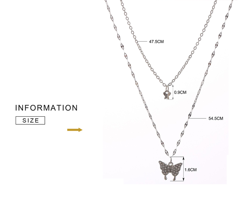 GracefulGlow | Silver Necklace Set with Shimmering Butterfly