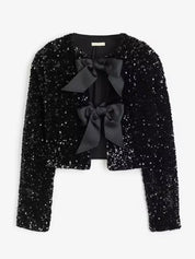 Sequin Cardigan with hand-stitched front - Glamm