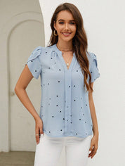 Mila | Heart Print V-Neck Top