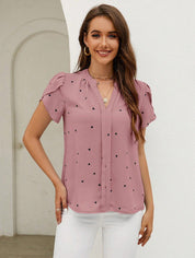 Mila | Heart Print V-Neck Top