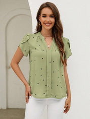 Mila | Heart Print V-Neck Top