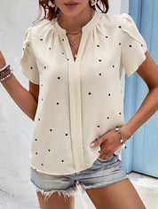 Mila | Heart Print V-Neck Top