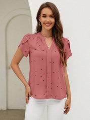 Mila | Heart Print V-Neck Top