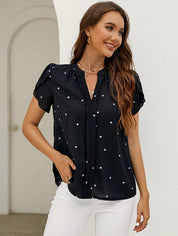 Mila | Heart Print V-Neck Top