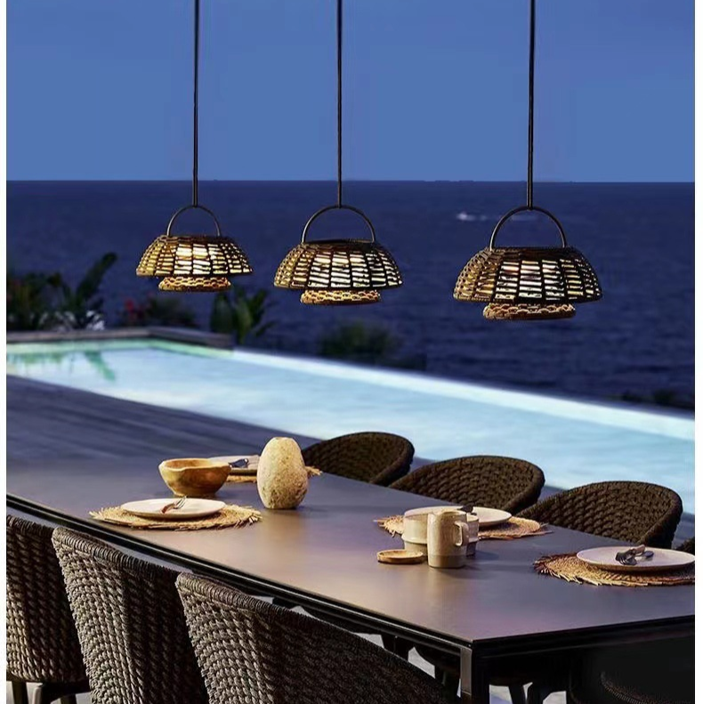 Eco-Friendly Bamboo Outdoor Lamp - Weather-Resistant LED Light Fixture-2