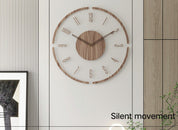 Modern minimalist wall clock with wooden frame
