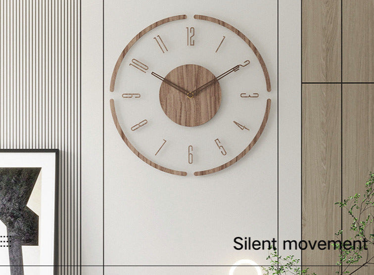 Modern minimalist wall clock with wooden frame