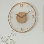 Modern wooden wall clock with minimalist open-frame design