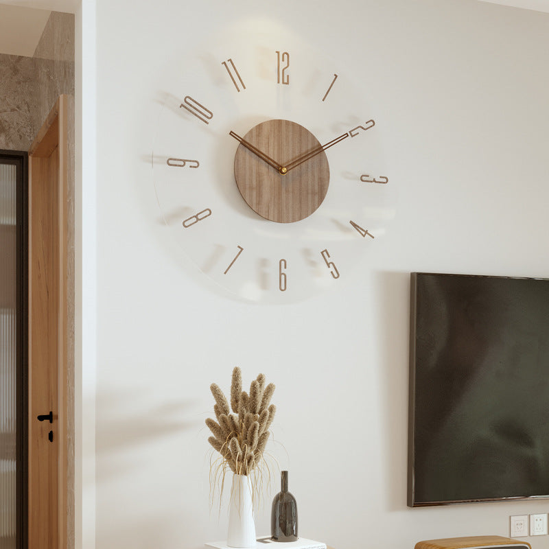 Modern minimalist wall clock with wooden frame