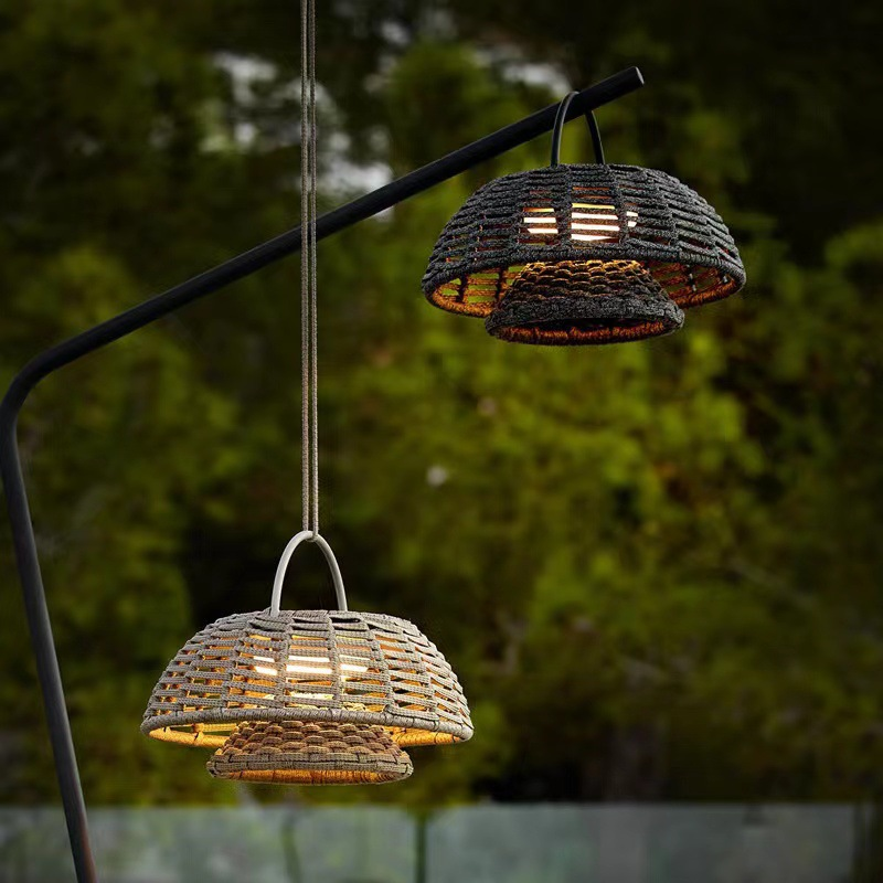 Eco-Friendly Bamboo Outdoor Lamp - Weather-Resistant LED Light Fixture-6