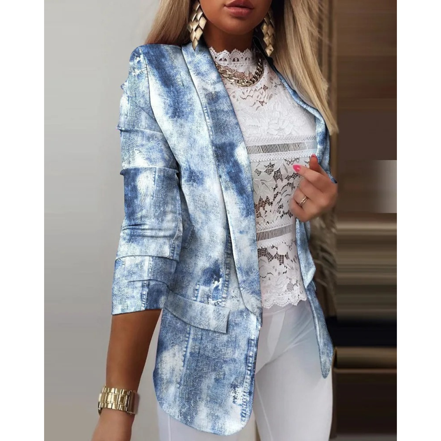 Jovey | Elegant Printed Shawl Collar Blazer